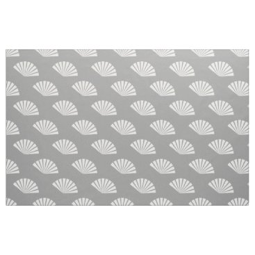 Gray white paper fans oriental pattern fabric