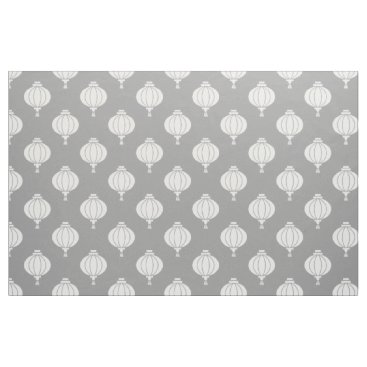Gray white paper lantern oriental pattern fabric