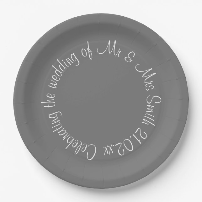 Gray & White Paper Plates - Celebrating... (Front)
