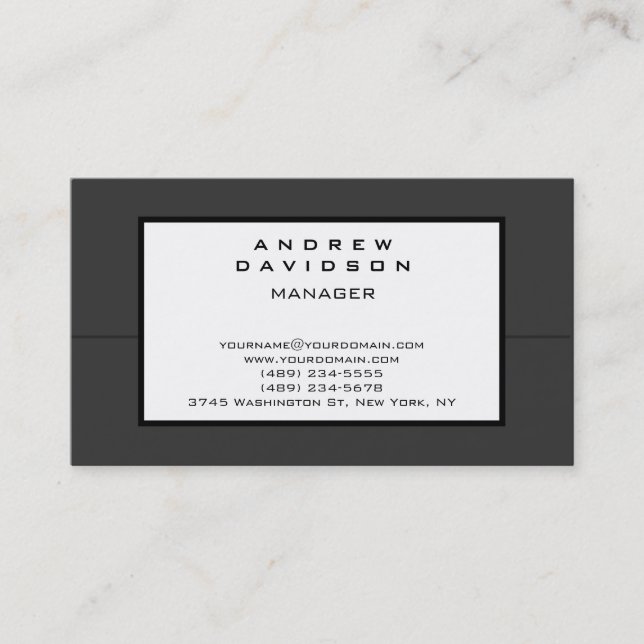 Gray White Pattern Plain Stylish Business Card (Front)
