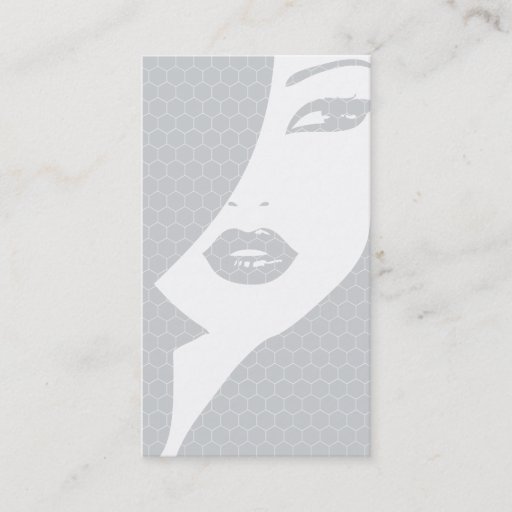 Customizable GRAY &amp; WHITE PATTERNED GIRL Business Card