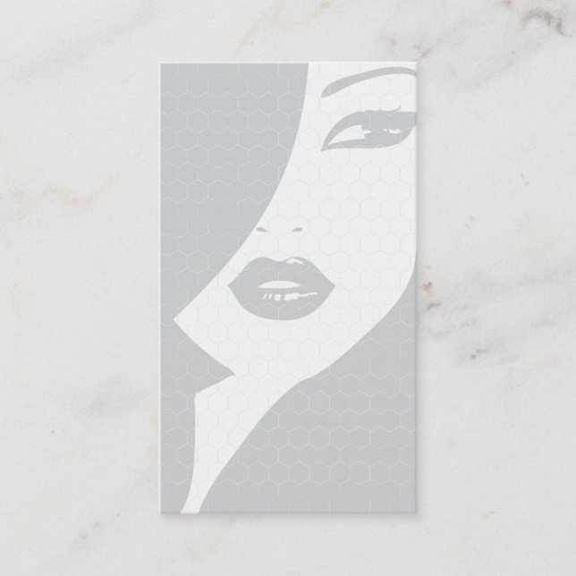 GRAY & WHITE PATTERNED GIRL Business Card (Front)