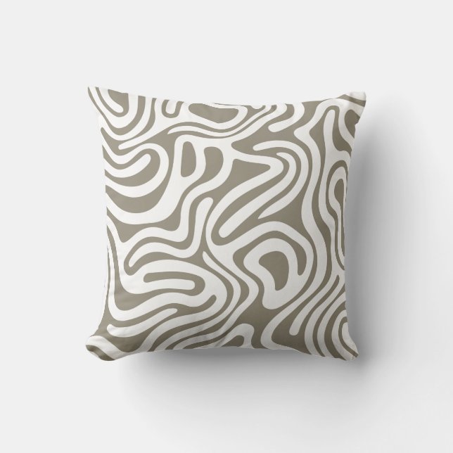 Gray & White Patterns Abstract Throw Pillow (Front)