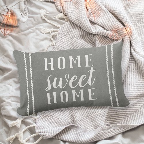 Gray  White Personalized Home Sweet Home Lumbar Pillow