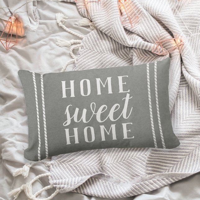 Gray & White Personalized Home Sweet Home Lumbar Pillow (Creator Uploaded)