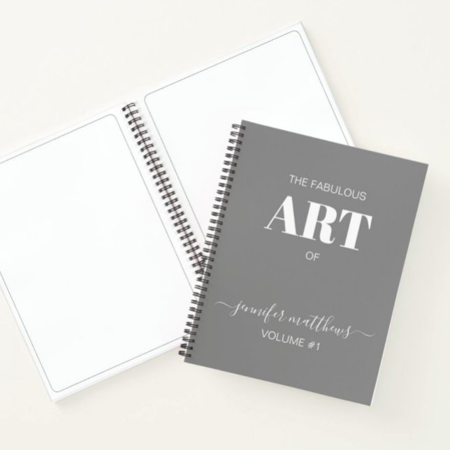 Gray White Personalized Sketchbook Your Name Notebook (Creator Uploaded)