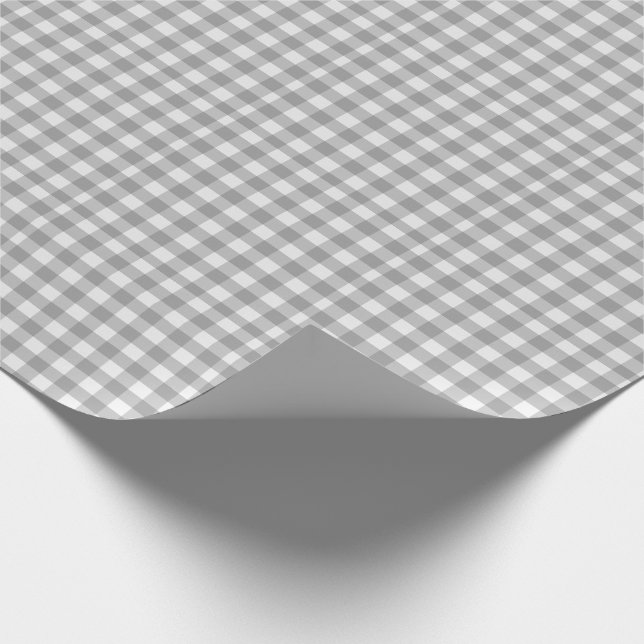 Gray White Plaid Gingham Country Farmhouse Simple Wrapping Paper (Corner)