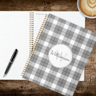 Gray & White Plaid Planner
