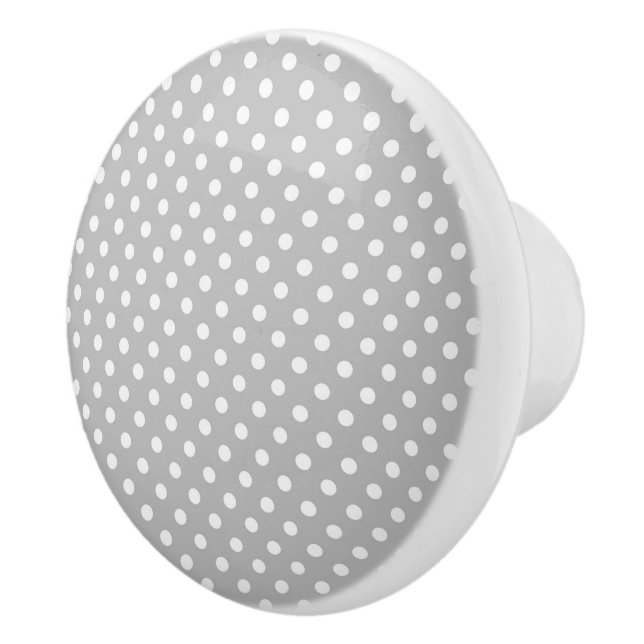 Gray White Polka Dots Pattern Ceramic Knob (Right)