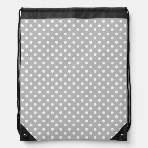 Gray White Polka Dots Pattern Drawstring Bag