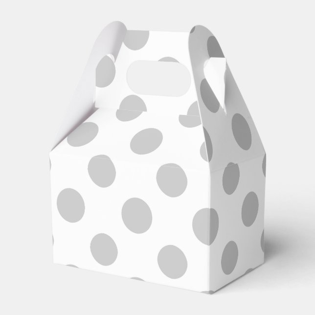 Gray White Polka Dots Pattern Favor Boxes (Front Side)