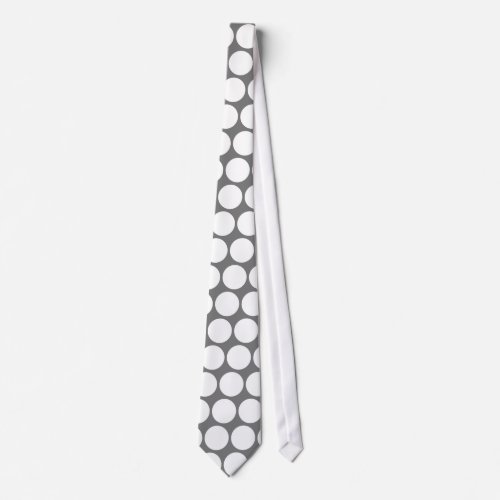 Gray White Polka Dots Pattern Neck Tie