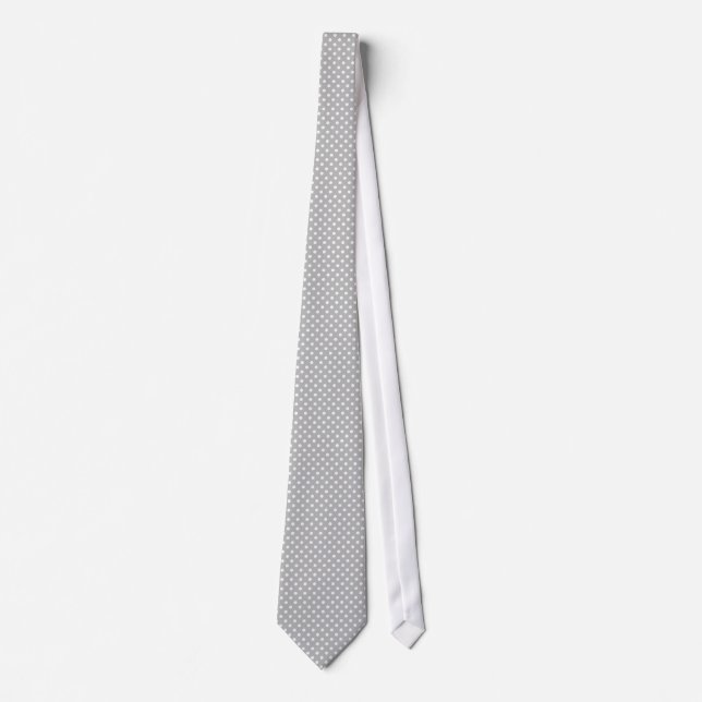 Gray White Polka Dots Pattern Tie (Front)