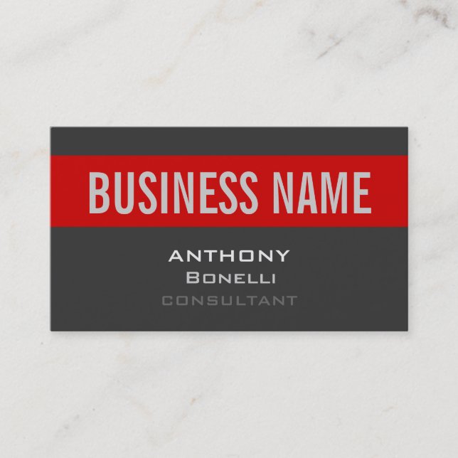 Gray White Red Stripe Charming Business Card (Front)
