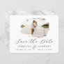 Gray & White Romantic Brushed Frame with Photo Save The Date