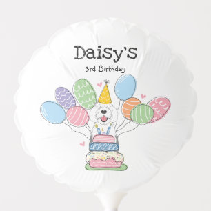Gray & White Sheepadoodle Dog Birthday Party  Balloon