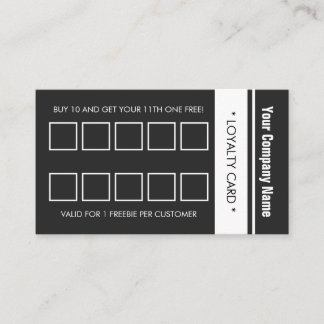 Gray White Simple Border 10 Punch Loyalty Card