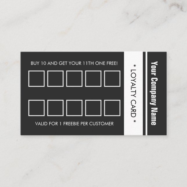 Gray White Simple Border 10 Punch Loyalty Card (Front)