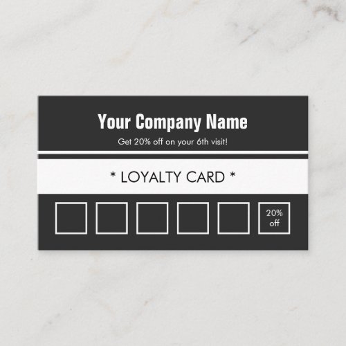 Gray White Simple Border 6 Punch Loyalty Card