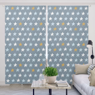 Gray White Simple Modern Star Pattern Blackout Curtains