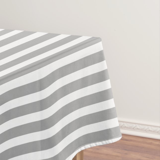 Gray/White Simple Stripes Pattern Tablecloth (In Situ)
