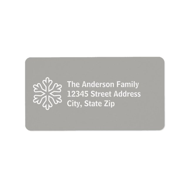 Gray & White Snowflake - Address Label (Front)