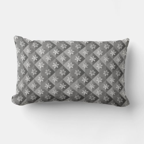 Gray White Snowflake Pattern Modern Lumbar Pillow