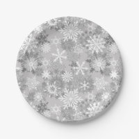 Glad White & Gray Snowflake Pattern 10 Premium Paper Plates, 20