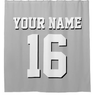 Gray White Sports Jersey Team Jersey Shower Curtain