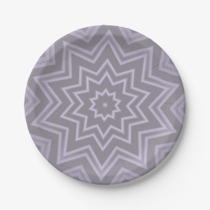 Gray White Star Modern Geometric Pattern Paper Plates