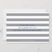 Gray & White Stripe Baby Boy Navy Blue Baby Shower Invitation (Back)