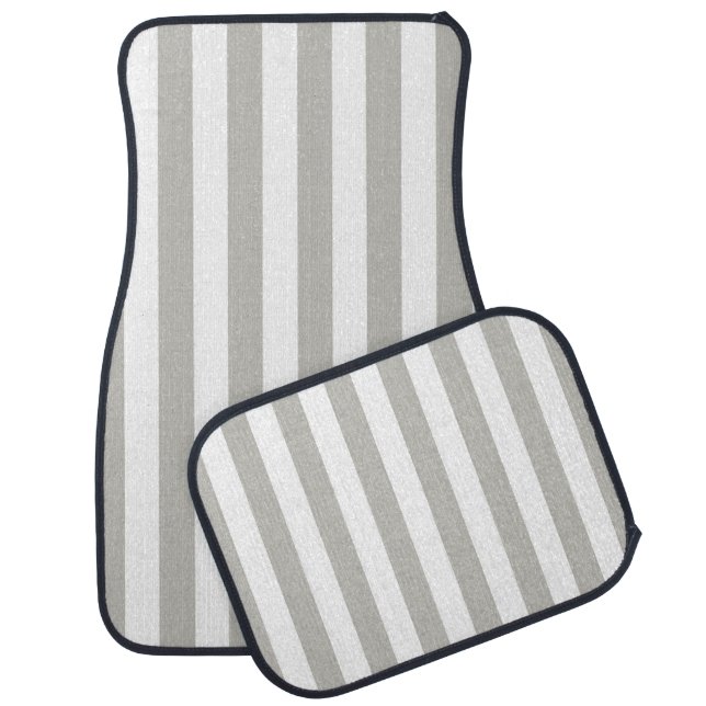Gray & White Stripe Floor Car Mats (Set)