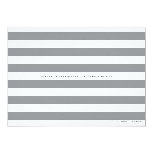 Gray & White Stripe Twins Baby Boy Shower Blue Invitation