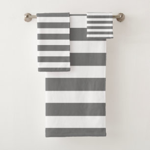 Gray & White Striped Bath Towels