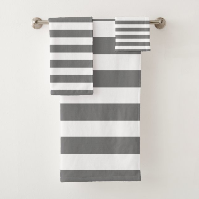 Gray & White Striped Bath Towels (Insitu)
