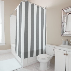 Gray & White Striped Custom Shower Curtain