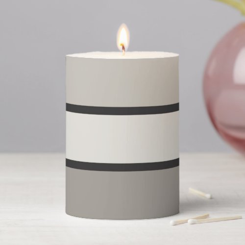 Gray  White Striped Pillar Candle