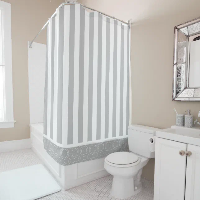 Gray White Striped Shower Curtain Zazzle