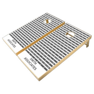 Gray White Striped White Stars Patriotic Cornhole Set