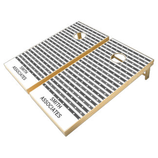 Gray White Striped White Stars Patriotic Cornhole Set