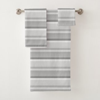 gray  white stripes bath towel set