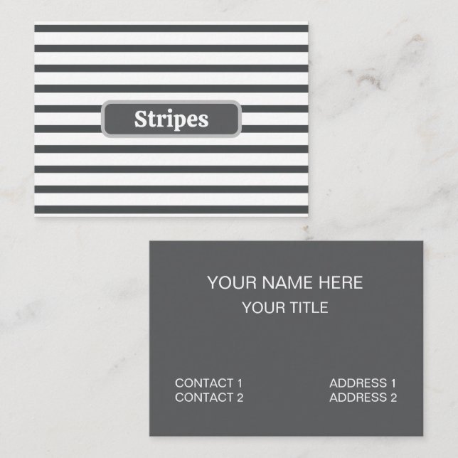 Gray White Stripes Business Card (Front/Back)