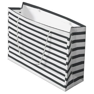 Gray White Stripes Large Gift Bag