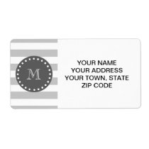 Gray White Stripes Pattern, Charcoal Monogram Label Gray White Stripes Pattern, Charcoal Monogram Label