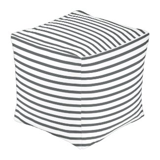 Gray White Stripes Pouf