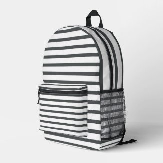 Gray White Stripes Printed Backpack