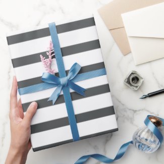 Gray White Stripes Wrapping Paper
