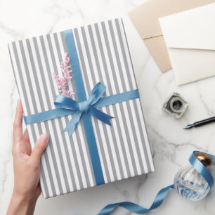 Gray & White Stripes Wrapping Paper