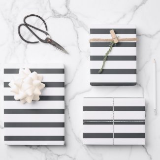 Gray White Stripes Wrapping Paper Sheets