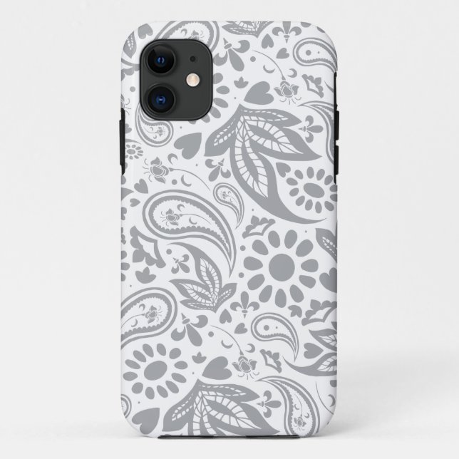 Gray White Stylish Boho Patterned Case-Mate iPhone Case (Back)
